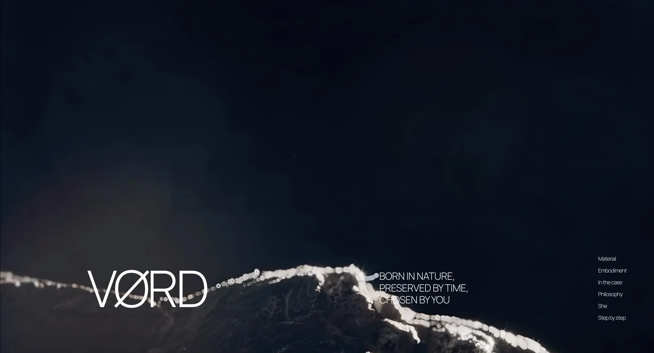 Финальный Hero VØRD с материалом и сдержанной типографикой