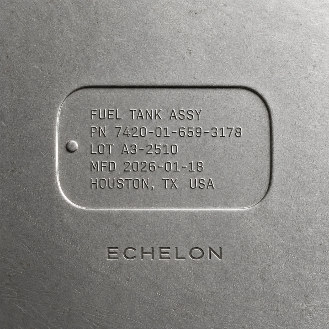 Концептуальная техническая маркировка и гравировка ECHELON на металле